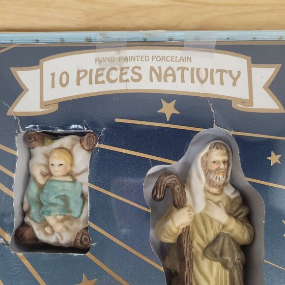 Vintage Hallmark Large Porcelain Ceramic Christmas Nativity Set 10 Piece Nice - Picture 6 of 16